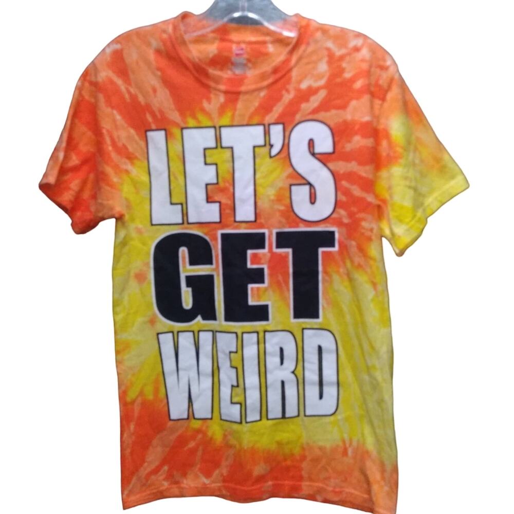 Orange & Yellow Tie Dye "Shroom Mushroom Let's Get Weird" T-Shirt Size S, Unisex